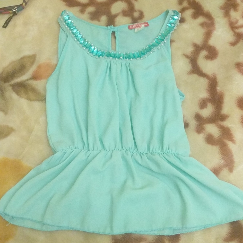 Mint green peplum shirt